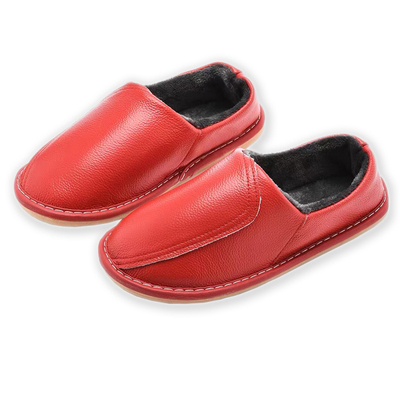 冬季居家男女真皮棉拖鞋