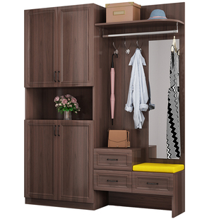 入户门鞋柜挂衣柜一体带换鞋凳家用现代简约玄关门厅柜定制7N-201