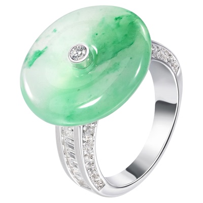 非洲翠独龙玉平安扣时来运转戒指