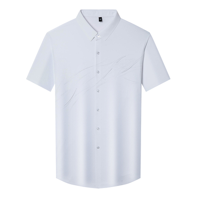 罗蒙夏季短袖衬衫男免烫弹力衬衣