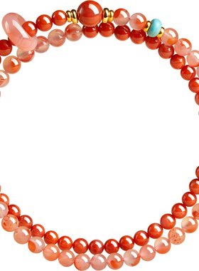 天然南红双圈手串护身符手链