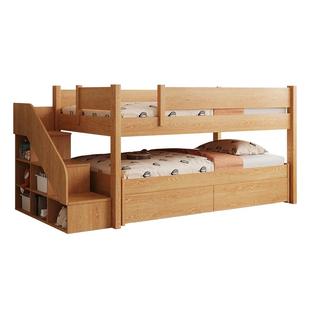 半高床儿童床带护栏实木上床下空带衣柜一体儿童房带储物收纳床