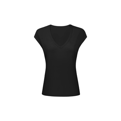 现货Jim Kenneth基础纯色V领修身百搭短袖小飞袖简约t恤休闲上衣