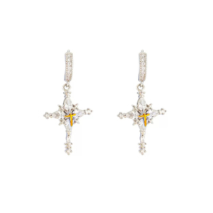 星芒十字架耳环男生无耳洞耳夹小众设计冷淡风高级感耳钉耳饰女