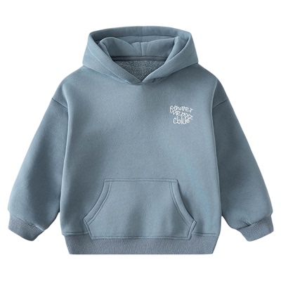 男童加绒卫衣秋冬款2025冬装新款儿童加绒加厚一体绒保暖连帽上衣
