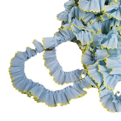 雪纺褶皱狗牙蕾丝花边辅料衣口娃