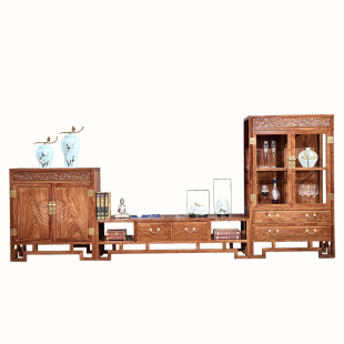 刺猬紫檀电视柜三组合地柜客厅地柜高柜红木家具实木花梨木影视柜
