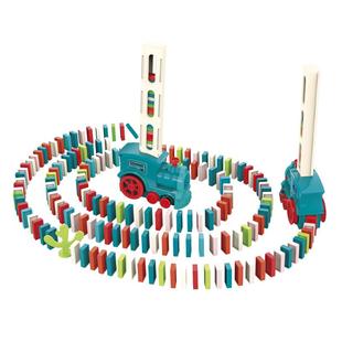 多米诺骨牌小火车轨道车玩具儿童益智男孩多功能自动放牌积木电动