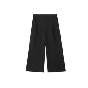 骆驼运动阔腿裤女2025春夏季新款黑色宽松高腰长裤垂感休闲七分裤