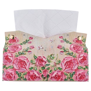 轻奢风高级感油画玫瑰抽纸盒收纳客厅车载桌面纸抽袋创意餐纸巾盒