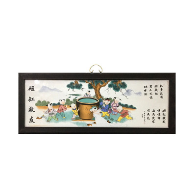 手绘景德镇瓷板画实木框