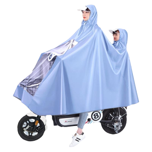电动电瓶车雨衣母子亲子女士双人长款全身防暴雨带孩子儿童雨披男