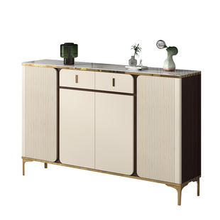 鞋柜实木家用门口新款轻奢岩板多功能玄关楼道简约现代阳台储物柜