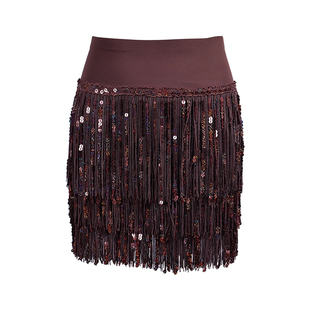 Dancebaby拉丁舞半身裙舞蹈服装练功服女2025新款流苏裙短裙YD437