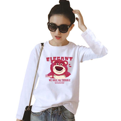 长袖韩版薄款白色t恤女纯棉春秋