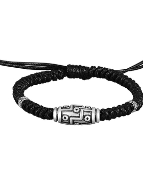 男士999足银天珠民族风编织手链