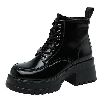 自由姿色粗跟布里马丁靴