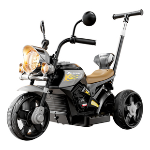 儿童电动摩托车可坐人双人宝宝三轮车2026新款可推男孩遥控玩具车