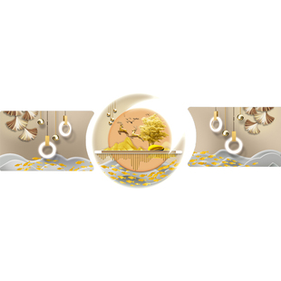 轻奢高级感带灯三联山水画客厅装饰画沙发背景墙大气高档挂画新款