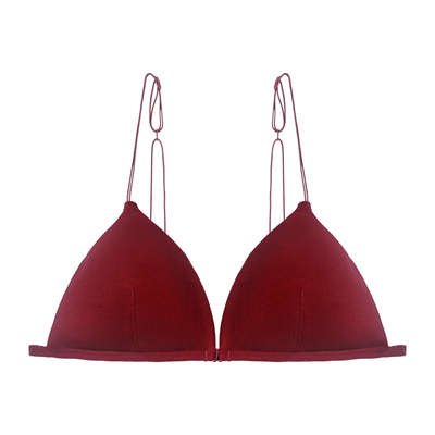 法式小胸前扣式美背女红色文胸