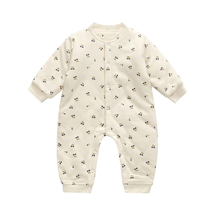 男童加厚保暖哈衣新生女宝宝夹棉连体爬服小童婴幼儿0-2岁秋冬装