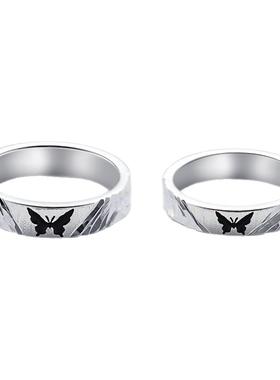 足银S999蝶舞双生情侣对戒