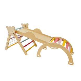 SinoRui宝宝室内攀爬架儿童木质滑滑梯攀岩板七合一爬爬架小户型
