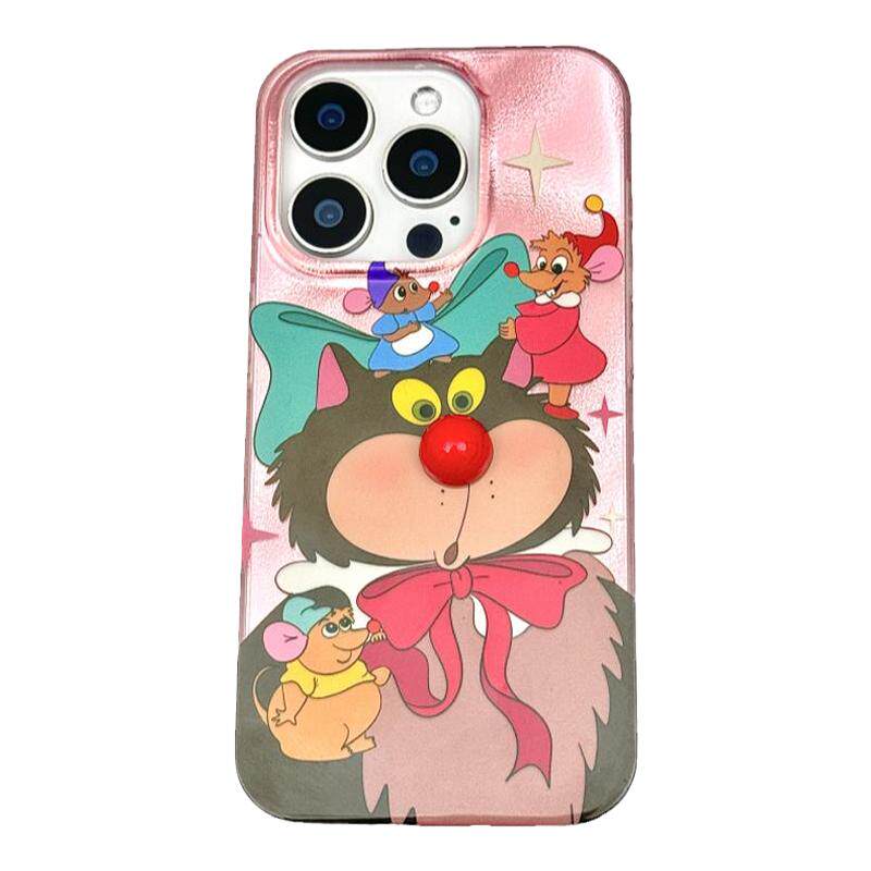 玩胜 可爱路西法猫咪小老鼠立体红鼻子iphone16promax苹果14手机壳15新款15pro女12细砂双层13pm硅
