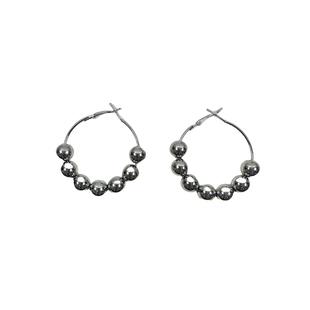 atmshop冷淡风韩系银色球球个性百搭iins简约气质夸张大耳圈耳环