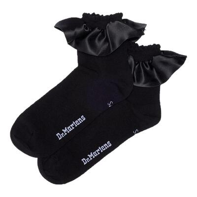 Dr.Martens马丁博士Satin Frill Socks缎面花边时尚黑色中筒袜