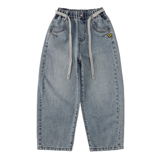 男童裤子2026春秋新款儿童中大童牛仔裤男孩初中生宽松长裤春季潮