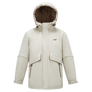 森马羽绒服男冬装80绒子中长款宽松连帽外套时尚户外风绣花上衣潮