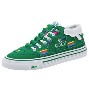 帆布男鞋2026新款春季透气百搭运动休闲青少年一脚蹬板鞋乞丐破洞