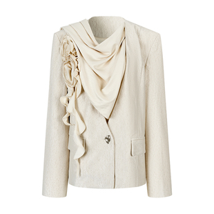 创世纪元【花意沉香】休闲西服2025新款立体花卉可拆卸西装外套女