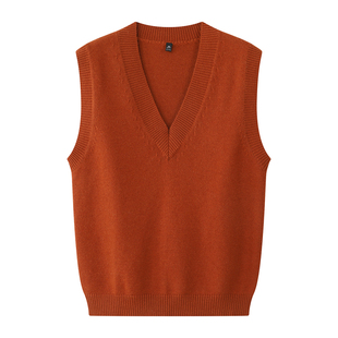 意式优雅绅士 7针 纯色V领羊毛毛织背心男士休闲复古马甲坎肩毛衣