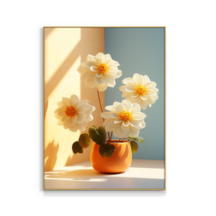 现代轻奢入门玄关花卉装饰走廊过道简约挂画餐厅客厅竖版大单幅画