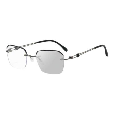 超轻变色无框近视眼镜男可配有度防蓝光商务平光镜散光无边框镜架