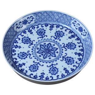 手绘青花宝相点工缠枝壶承陶瓷干泡台垫壶功夫茶手工复古高端茶盘