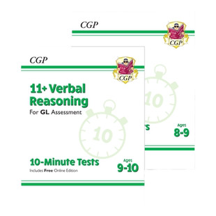 英国CGP原版 11+ GL 10分钟小测多组合 Maths NVR NR 10-Minute Tests 小学3-6年级小升初趣味练习思维培养7-11岁附在线版 有答案