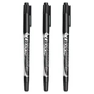 晨光记号笔勾线笔美术专用小学生绘画黑色油性粗细两头双头儿童幼儿园马克笔描边速干防水防油不掉色工地划线