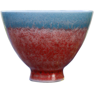 一半海水一半火焰景德镇纯手工高温陶瓷窑变功夫茶杯鸡心杯主人杯