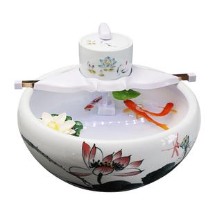 圆缸陶瓷鱼缸过滤器净水循环三合一水质净化系统超静音一体增氧泵