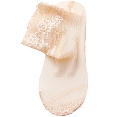 袜子女春秋薄款丝袜纯棉底浅口夏季短筒船袜蕾丝袜短袜隐形ins潮