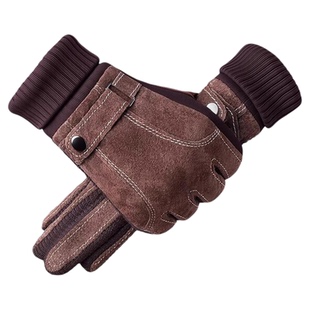 啄木鸟皮手套男士2025冬季加绒骑行摩托车可触屏真皮保暖防风手套