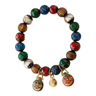 国风文玩手串香灰琉璃散珠多宝吞金兽旅游男女情侣手链送礼饰品