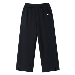 安奈儿童装女童裤子2026春新款学院风运动卫裤弹力宽松休闲长裤