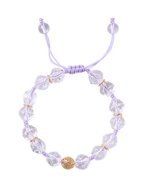 净体白水晶手串转运珠手链编织绳