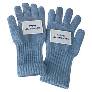 奶油系儿童手套ins韩国男童女童保暖分指百搭简约女宝宝五指手袜