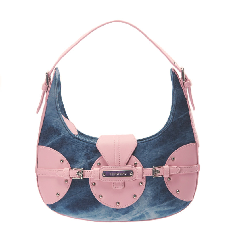 ParoParo美派甜心！原创Y2K欧美复古牛仔布百搭休闲月牙型腋下包