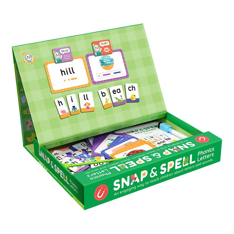原版进口SNAP&SPELL自然拼读磁力拼贴乐Phonics Letters音素可拼3000单词phonics英语启蒙教具支持小book点读笔赠65节外教音素课